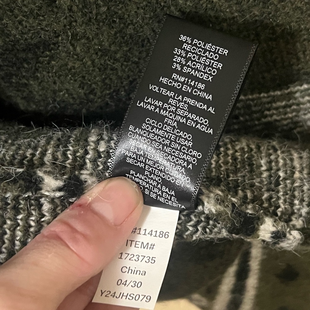 Frye geometric print Aztec green and black open front long line cardigan sweater - Picture 11 of 11